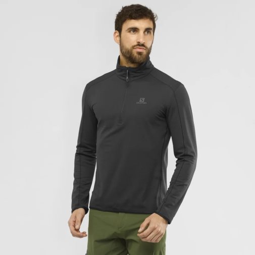 Black Salomon Essential Lightwarm Half Zip Men's Sweatshirt | IE AN0752